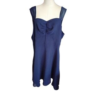 Modcloth Plus Size Navy Mesh Sleeve Midi Dress Size 2X